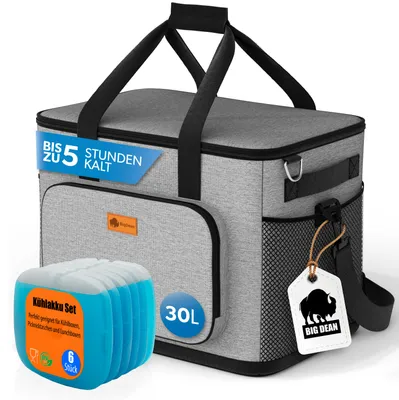 Produktbild von Kühltasche groß 30L + 6 Mini Kühlakkus – perfekt als Picknicktasche & Lunchtasche von BigDean
