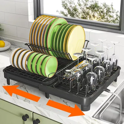Abtropfständer Edelstahl ausziehbar 32–52 cm schwarz