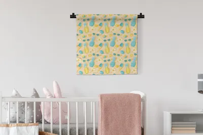 Produktbild von MuchoWow® Wandteppich Wandbehang Sommer - Muster - Ananas 60x60 cm Tapisserie Dekoration Wandtuch - Dekorationen - Wand Decke