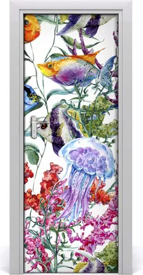 Produktbild von Tulup Türaufkleber 75x205 cm Dekorative Aufkleber Selbstklebend Wasserdichte Tapete Abnehmbar Schlafzimmer Wohnzimmer Wohnkultur - Unterwasserwelt
