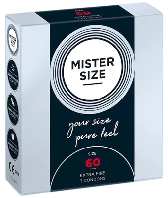 Produktbild von MISTER SIZE 60, Männliches Kondom, weich, Transparent, Latex, CE 0120 / ISO 4074, 60 mm