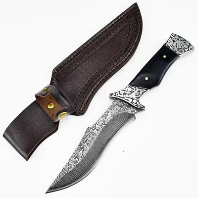 Produktbild von Outdoor-Messer Aron – s Damaststahl-Messer mit Rindsleder-Hülle KP31668