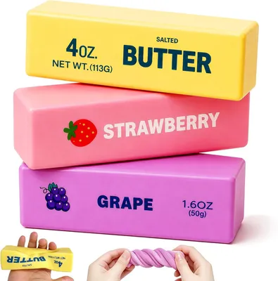 Productafbeelding van Boter fidget groot - Set van 3 - Boter fidget XXL - Zacht langzaam groeiend kneedspeelgoed - Stressvermindering