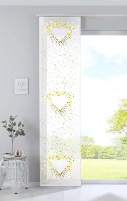 Produktbild von Schiebevorhang Bedruckt Flächenvorhang »Izmir« HxB 245x60 cm Herz Microsatin Blickdicht Lichtdurchlässig mit Paneelwagen, 2022400B
