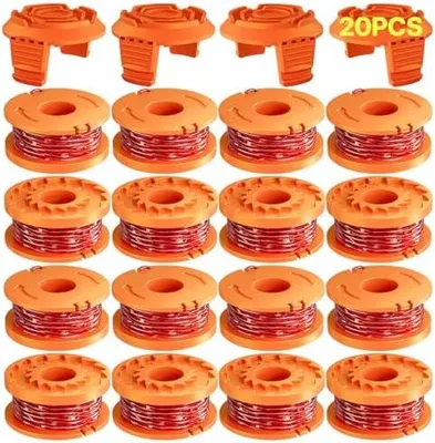 Produktbild von Eventronic 20 Päckchen Ersatzspule Kompatibel mit Worx Rasentrimmer, 1.65MM Durchmesser Rasentrimmer Faden für Worx Akku Rasentrimmer (16 PäCkchen Rasentrimmer Spule, 4 PäCkchen Kappendeckel)