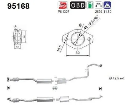 Produktbild von AS Katalysator Kat für TOYOTA Yaris Schrägheck (P9) Euro 5/Euro 6 95168