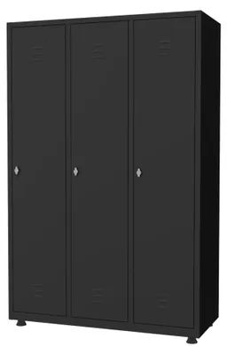 Productafbeelding van Povag Lockerkast metaal - 3 deurs - Hang- en legruimte - 180x118,5x50 cm - Zwart