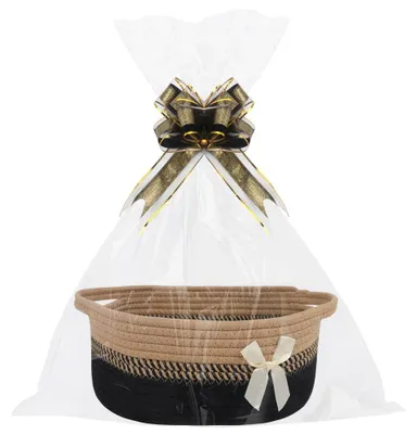 Geflochtener Geschenkkorb, 31x21x13 cm, mit 2 Tüten & 2 Schleifen