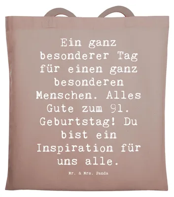 Produktbild von Mr. & Mrs. Panda Schultasche Spruch 91. Geburtstag - Braun Pastell - Geschenk, Geburtstagsfeier, besondere Feier, Tasche, Geburtstagsgeschenke, Beutel, Laptoptasche