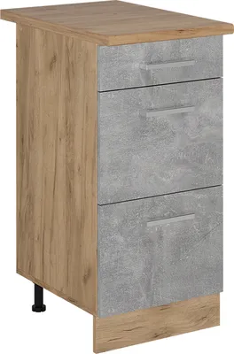 Produktbild von Küchenunterschrank Vicco R-Line Beton 40 cm mit Schubladen, AP Eiche, Model 53977