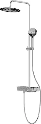 Produktbild von Lavita Cetus Chrom thermostatische Duschset mit Glasablage | Duschen Komplette Dusche Aufputz-Duschgarnitur mit Regendusche| Duschbrause Set Armatur Modernes Design