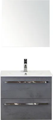 Produktbild von Sanox Badmöbel-Set Seville BxHxT 61 x 170 x 46 cm Frontfarbe betonanthrazit mit Waschtisch Keramik weiß, Waschtischunter