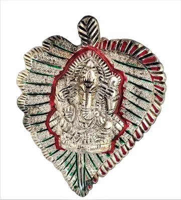 Ganesha Wandplakette, Metall, silber, 15,2x10,2 cm