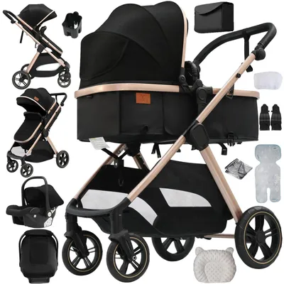 Immagine prodotto di Passeggino per bambini, pieghevole, con funzioni trasformabili, modello V10-BLACKGOLD