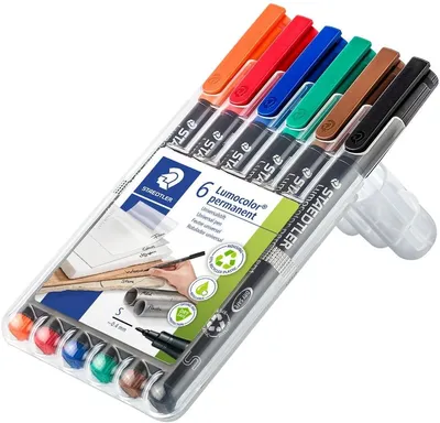 Produktbild von Folienschreiber Lumocolor 6er Etui permanent superfein Packung mit 10 Stück