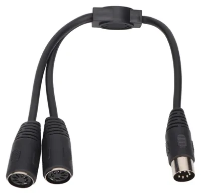 7-poliges DIN Y-Splitterkabel, Stecker auf 2 Buchsen, 0,3 m, Schwarz