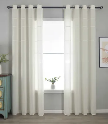 Produktbild von 2er Set Halbtransparente Gardinen mit Ösen HxB 245x145 cm Natur »Leipzig« Kettenmuster lichtdurchlässig elegante Struktur 202450-2