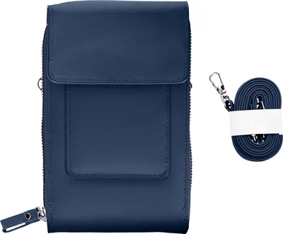 Image de Avizar, sacoche pour smartphone en simili cuir avec bandoulière (130 cm), couleur bleue