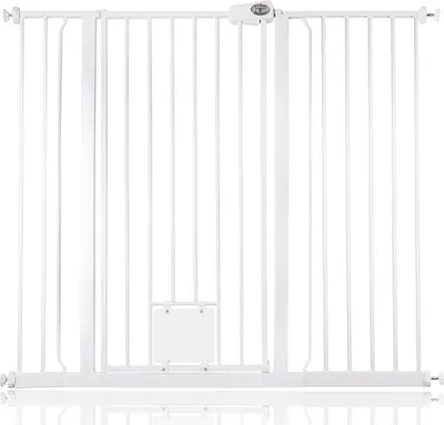 Produktbild von Bettacare Haustiergitter mit verriegelbarer Katzenklappe, 120.3cm - 127.9cm, Weiß
