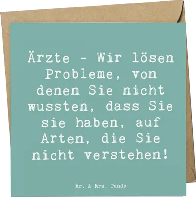 Produktbild von Mr. & Mrs. Panda Klappkarte Spruch Arzt Probleme Lösen - Meeresbrise - Geschenk, Facharzt, doppelkarte, Berufsprodukte, Beruf, Heilberufe, Krankenhaus, Gesundheit, Berufe