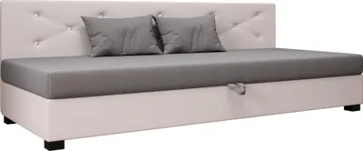 Produktbild von AURA SOFA  Boxspringbett  OLET BIZ 90x195 Komplett-Set mit Bonell Matratze, Polsterbett mit Bettkästen -     Hellbeige/Grau, SAWANA 01/21