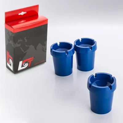Produktbild von 3x Aschenbecher Sturmaschenbecher rauchfrei Getränkehalter blau Kunststoff