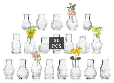 20 Mini-Glasvasen für Tischdekoration, klar