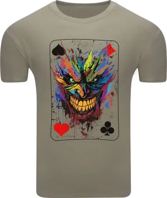 Obrázek produktu pro Diarbo Pánské tričko s abstraktním potiskem "Crazy Jester" Khaki Velikost M