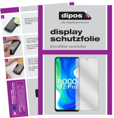 A collage of images showing instructions for applying a screen protector and a product shot of the screen protector with a phone.