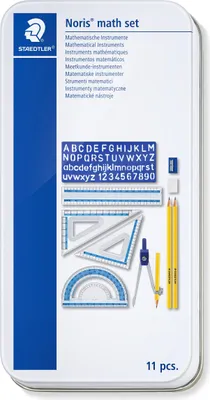 Immagine prodotto di Set geometrico con compasso 11 elementi 15cm Staedtler in scatola di metallo