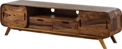 Image de MASSIVMOEBEL24 | Meuble TV en bois de Sheesham 173x40x48 marron foncé laqué MAILAND #226