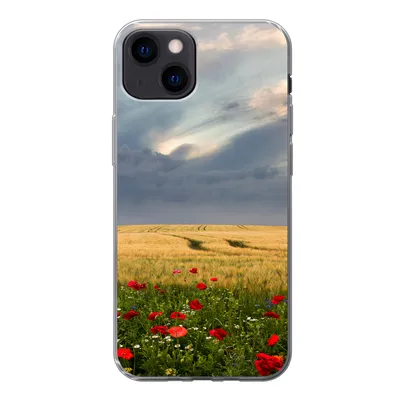 Produktbild von MuchoWow® Handyhülle Schutzhülle Hülle für iPhone 13 Blumen - Weizen - Wolken Silikon Softcase Handy Hülle - Karteninhaber
