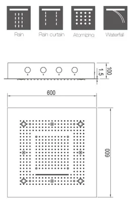 Produktbild von Soho Regendusche 60x60 LED Wasserfall & Nebel mit Einbaurahmen