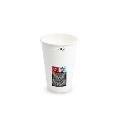 Produktbild von 50 Pappbecher Becher mit Füllstrich weiß Ø70mm 0,2L
