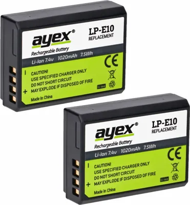 Produktbild von ayex Power Set mit 2x LP-E10 Akku + USB Dual-Ladegerät Für zB Canon EOS 1300D Rebel T3 Kiss X50