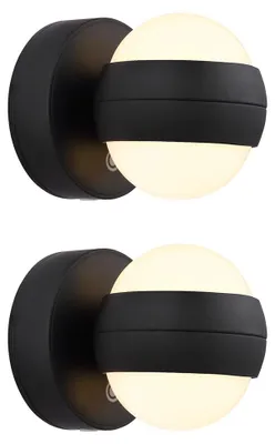 Produktbild von 2x LED Wandlampe, schwarz, Touchdimmer, Akku, D 10 cm