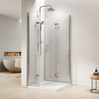 Zdjęcie produktu dla EMKE kabina prysznicowa 90x100x195cm wejście narożne kabina prysznicowa drzwi składane kabina prysznicowa nano szkło bezpieczne ścianka składana