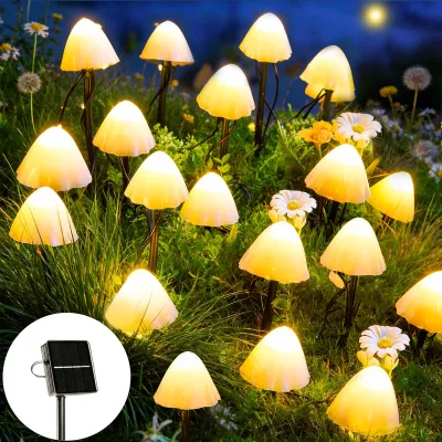 Immagine prodotto di Joycome, 20 luci LED, decorazione solare a forma di fungo per il giardino, lampada solare a forma di fungo con 2 modalità di illuminazione
