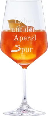 Produktbild von Spiegelau Style Aperol Glas 630ml mit Gravur Leben auf der Aperolspur
