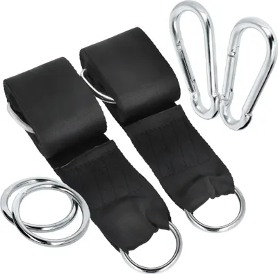 Produktbild von com-four® 6-teiliges Hängematte Befestigungs-Set - Aufhänge-Set für Hängematte und Schaukel - Montage Zubehör mit Gurten und Karabinern