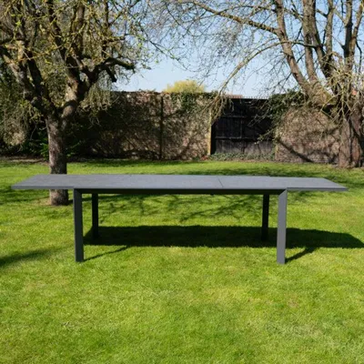 Image de Table de jardin 8/12p en aluminium et plateau en verre Gris MODULO