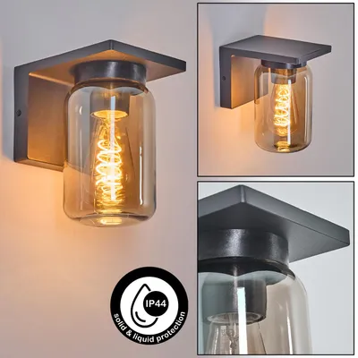 Produktbild von Schluderbach moderne Wandlampe aus Metall/Glas in Anthrazit/Rauchfarben