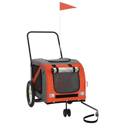Produktbild von vidaXL Fahrradanhänger Hunde Orange und Grau Oxford-Gewebe und Eisen