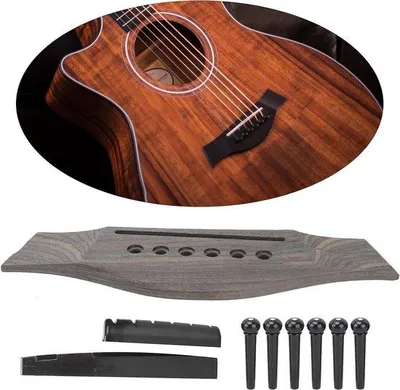 Immagine prodotto di Ponte per chitarra acustica con selletta e 6 ponticelli, nero