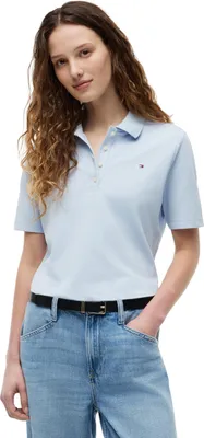 Produktbild von Tommy Hilfiger Damen Poloshirt Kurzarm 1985 Pique Regular Fit, Blau (Breezy Blue