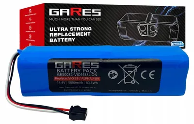 Zdjęcie produktu dla Gares Akumulator do Concept VR3210 VR3520 VR3120 VR3205 14,4V | 14,4V 5,8 Ah Li-Ion | Mocna Bateria do Robot Sprzątający | Wydajny Zamiennik Gares®