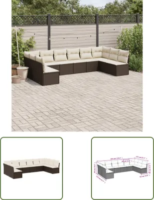 Produktbild von The Living Store 10-tlg. Garten-Sofagarnitur mit Kissen Braun Poly Rattan