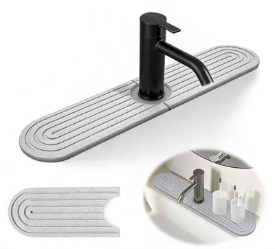 Productafbeelding van Afvoermat voor kraan – Spatscherm van diatomeeënaarde – Geschikt voor keuken en badkamer – 45 x 10 cm