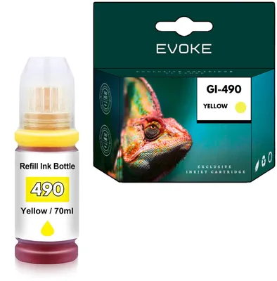Immagine prodotto di Cartuccia di inchiostro giallo Canon GI490Y per stampanti, capacità 70 ml, resa di circa 7.000 pagine, compatibile con i modelli Pixma G1400, G1411, G2400, G2411, G3400, G3411