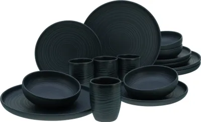 Produktbild von CreaTable, 23860, Uno Black, Kombiservice 16-tlg, Steinzeug